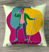 A singer with a microphone stand Indoor Pillow - Beyond T-shirts